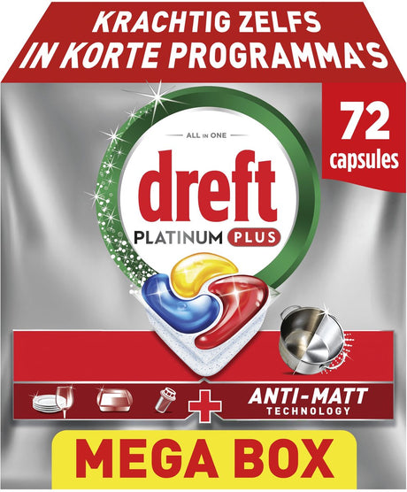 Dreft platin plus citron opvasketabletter - anti-kedelige teknologi - 72 stk