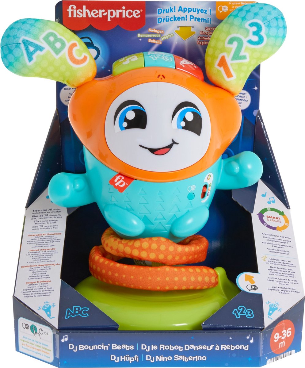 Fisher-price DJ Bouncin Beats Learning Robot - Toddler Toy - Flersproget