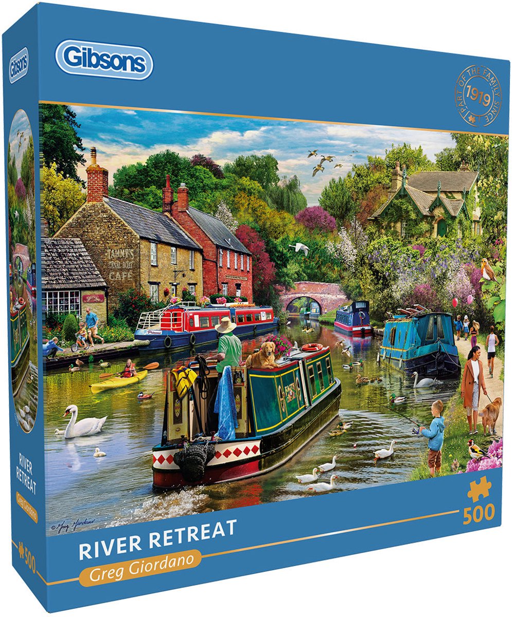 Gibsons - river retreat (af greg giordano) - 500 brikker 48×34cm (b×h) - puslespil for voksne