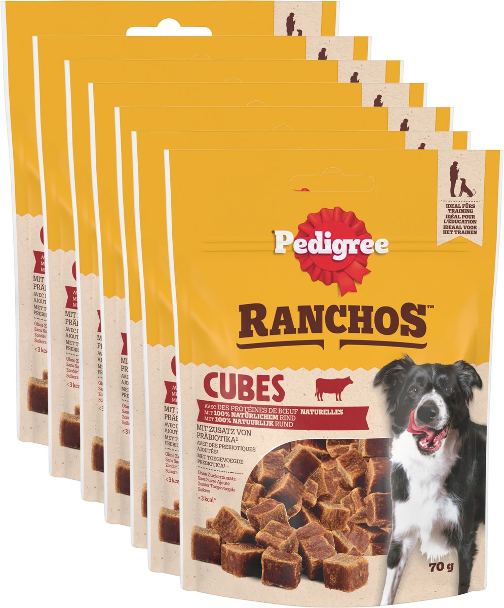 Stamtavle hundesnacks - ranchos terninger - oksekød - 7x70g