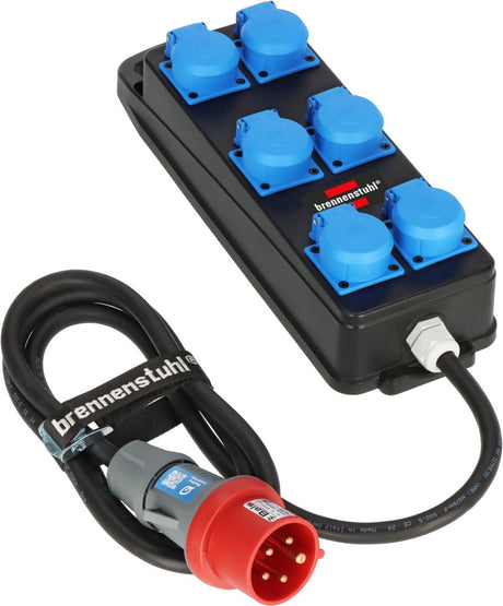 Brennerstuhl bærbar strømfordeler bsv p 6x stikkontakter cee stik | 2m | h07rn-f 5g2.5 | 230v 16a | 400v 16a - 1151480010