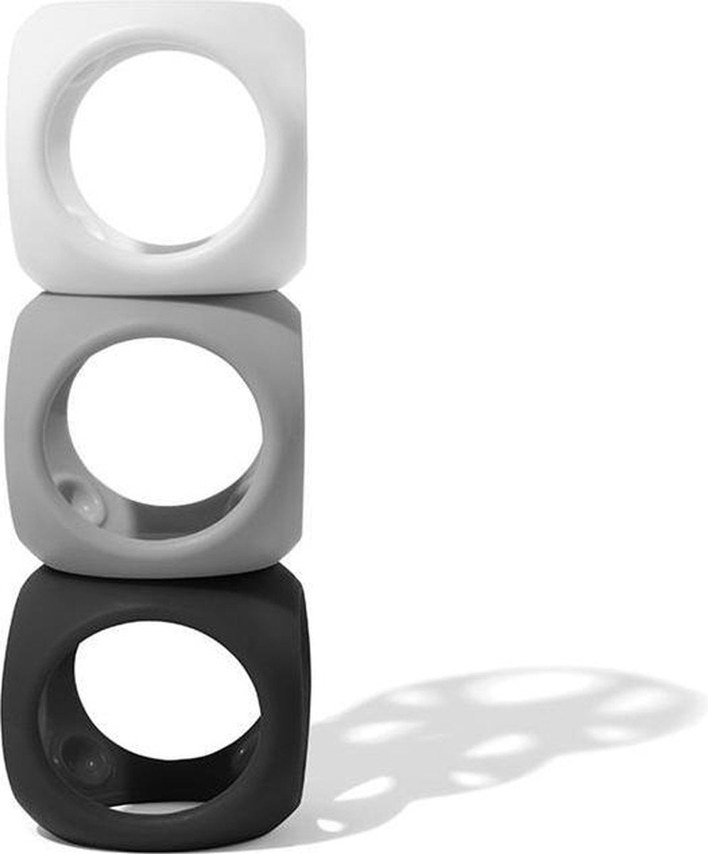 Moluk oibo set monochrome kleuren, set van 3 soft-grip baby ballen in verschillende kleuren, in siliconen rubber, in doos 8.3x8.3x19.2cm, 0+