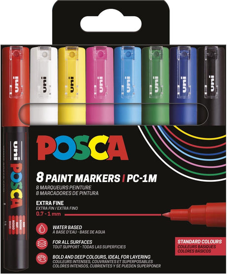 Posca malertusch pc-1mc - 0,7 - 1 mm - uni mitsubishi blyant - etui med 8 stykker i grundfarver