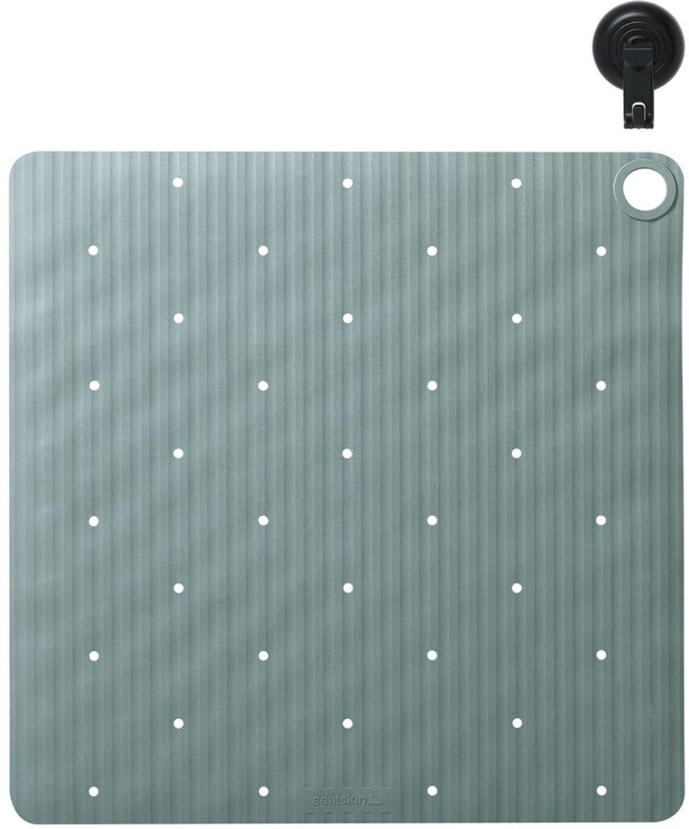 Sealskin ribb - antislip douchemat 55x55 cm - groen - inclusief zwarte haak