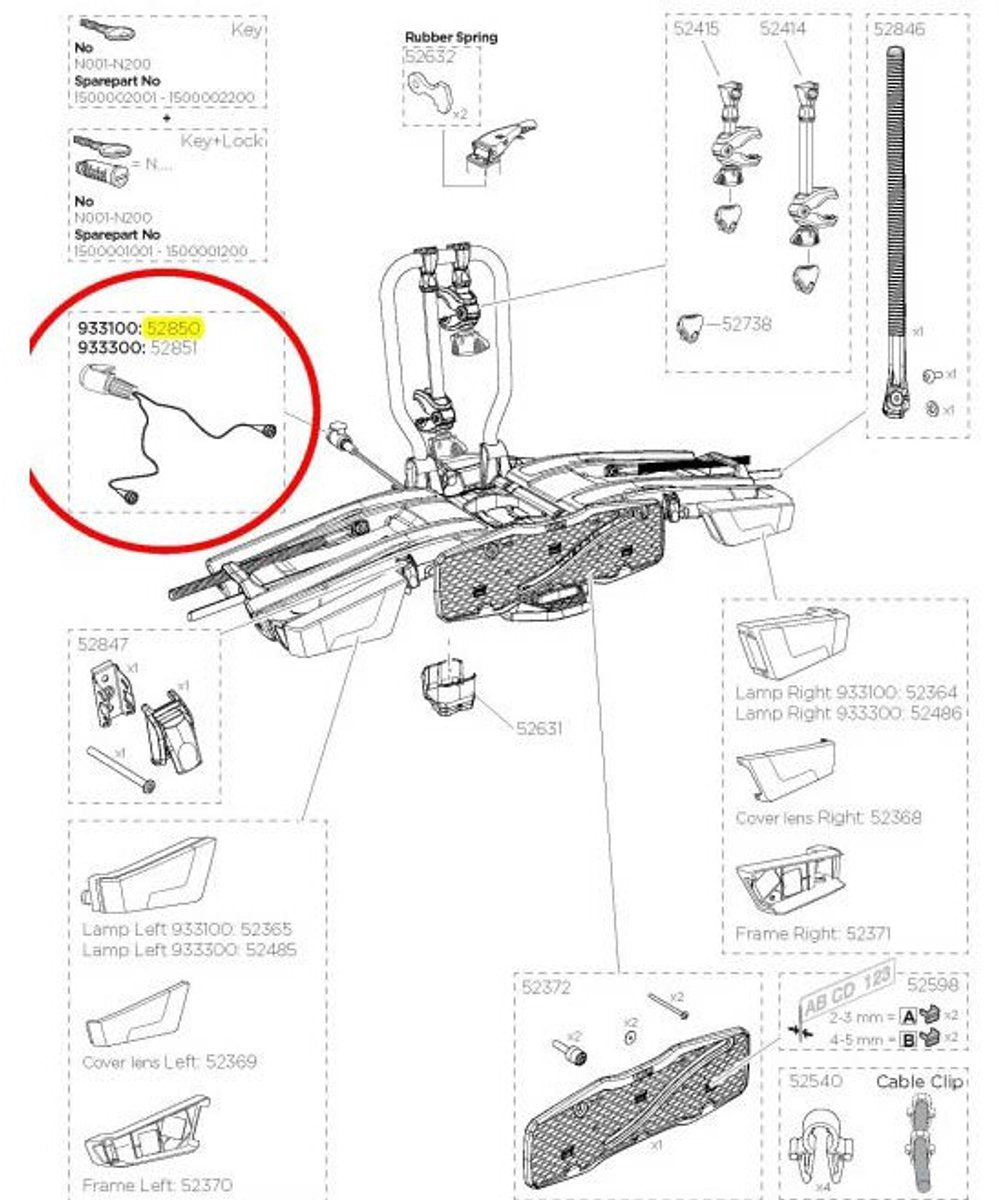 Thule elstik easyfold 13p 933 934 reservedel sølv