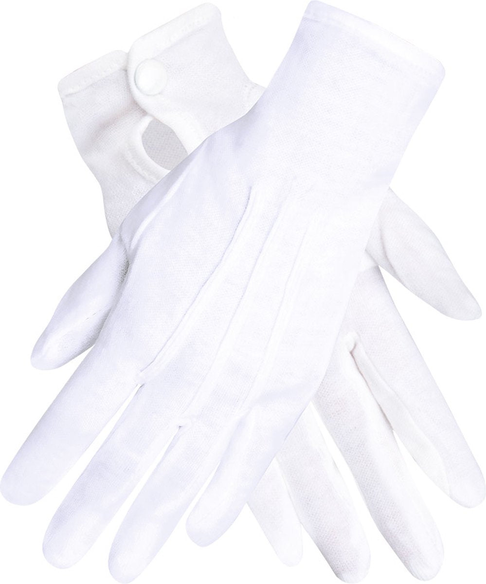 Boland handsker med trykknap hvid xl