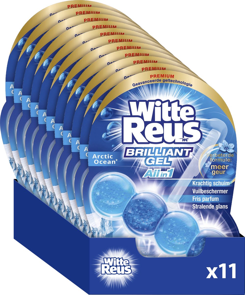 Hvid gigantisk brilliant gel allin1 arktiske ocean toiletblok 50g - toiletklodser - værdipakke - 11 stk.