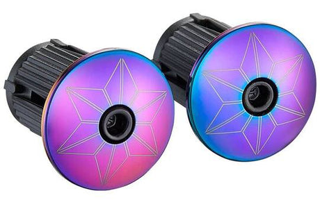 Supacaz - super sticky kush star fade styrtape sort oliepletter inklusive aluminium olieslick styrprop