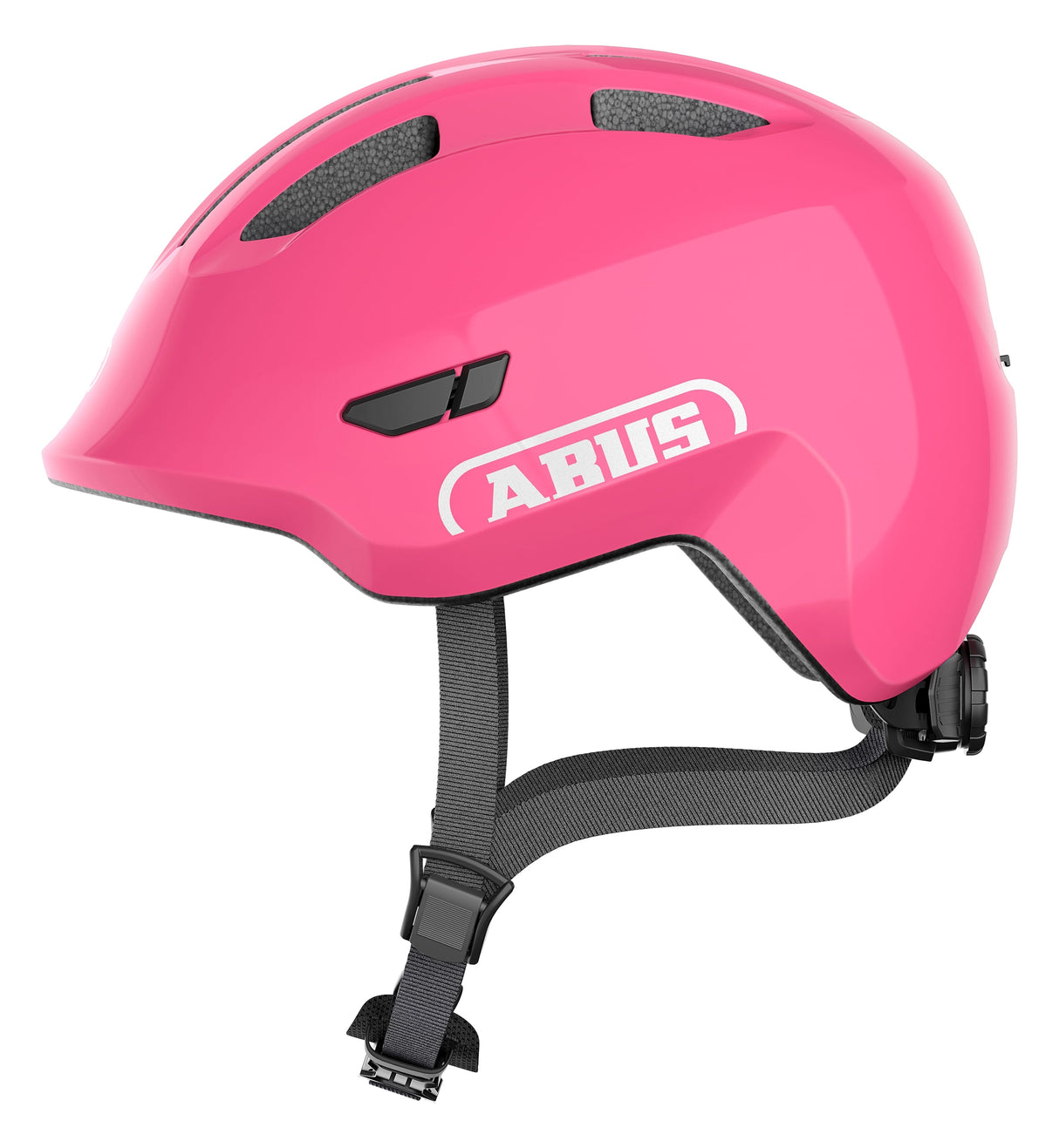 Abus børnehjelm smiley 3.0 - cykelhjelm med dyb pasform, børnevenligt design og plads til fletning - til piger og drenge - blank pink, str. s