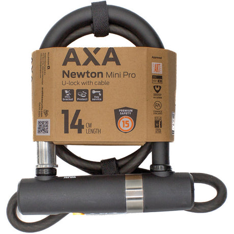 Axa U-lås Newton mini pro + kabel 100 10 - sort