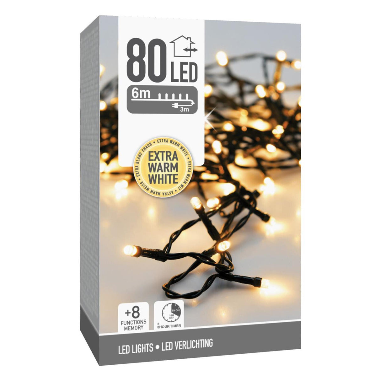 Julelys 80 LED ekstra varm hvid