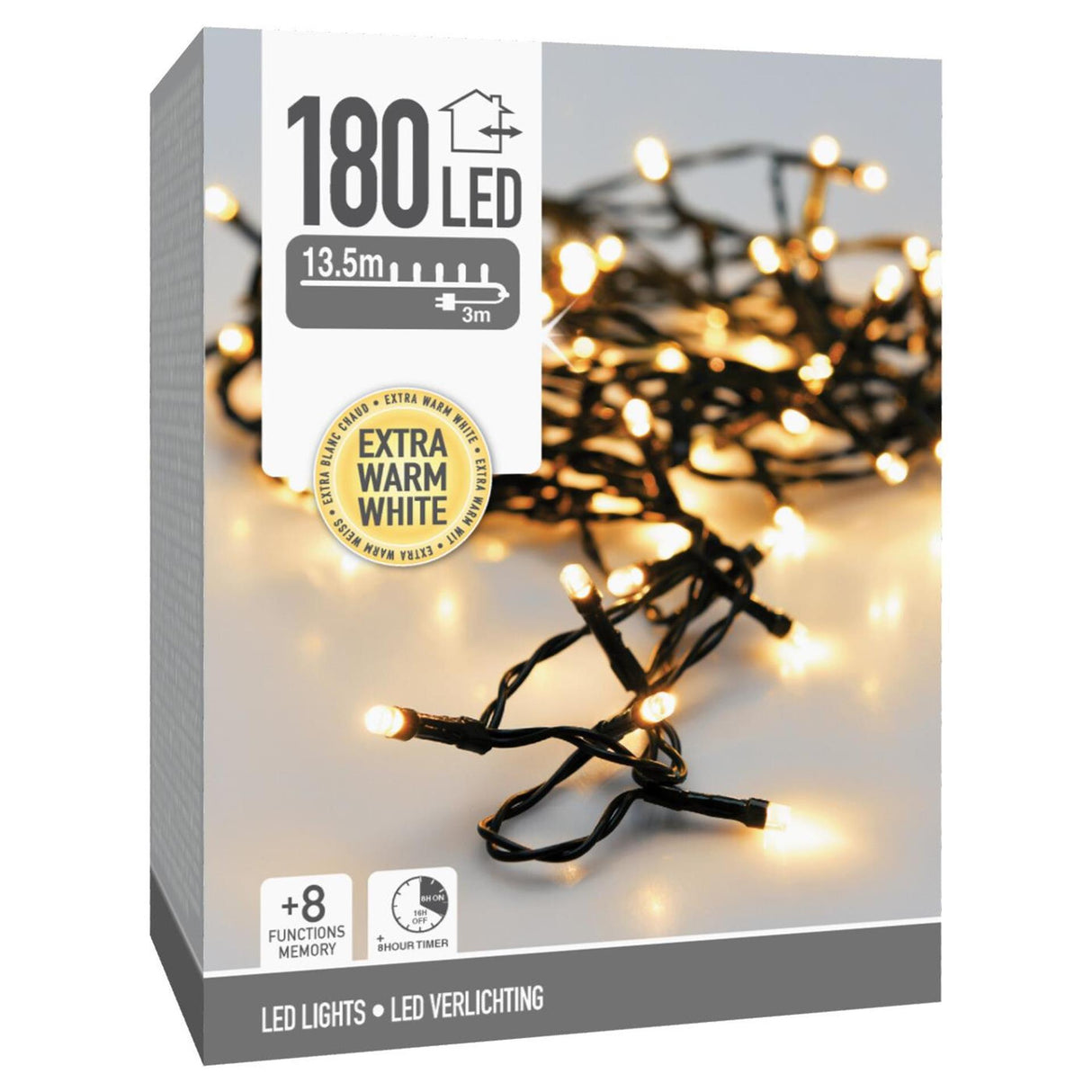 Julelys 180 LED ekstra varm hvid