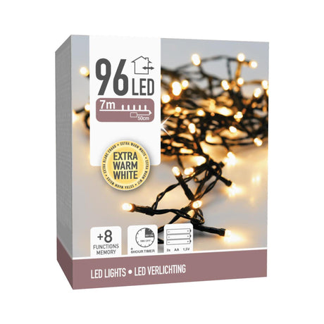 Julelys 96led batteri varm hvid