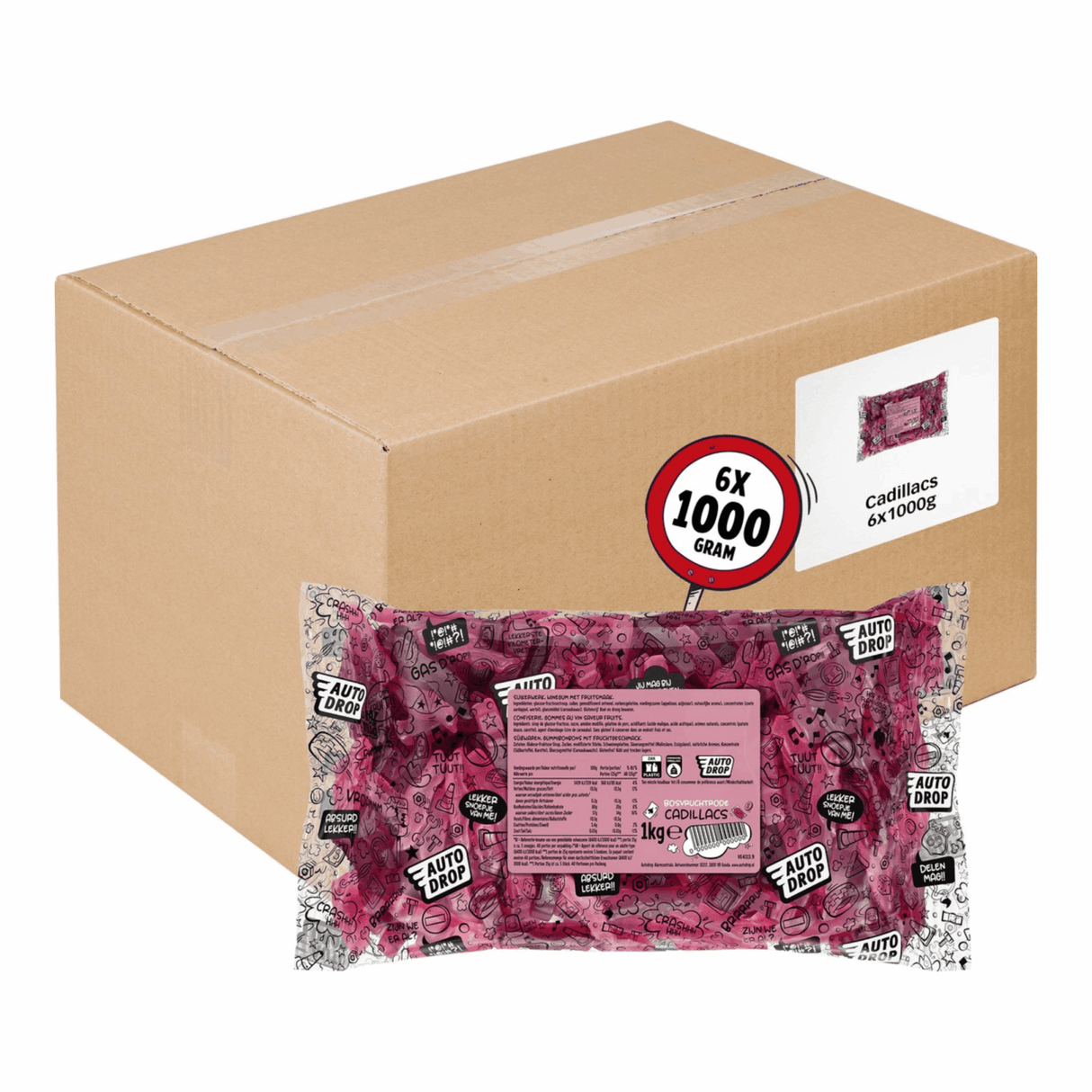 Autodrop røde Cadillacs (6x1 kg)