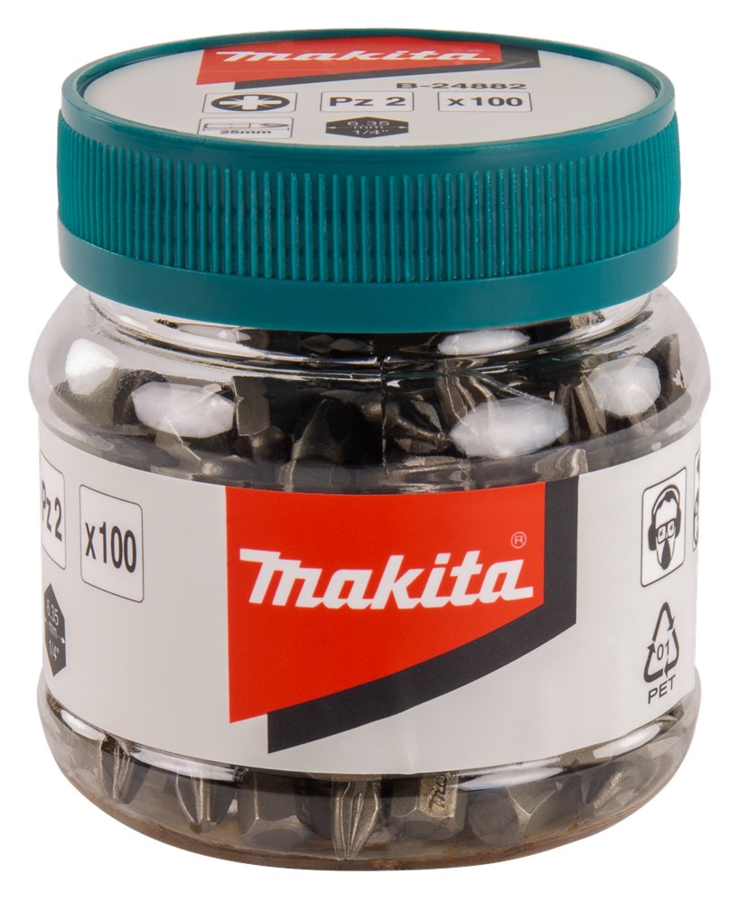 Makita tilbehør skruebit pz2x25mm potte 100 stk - b-24882