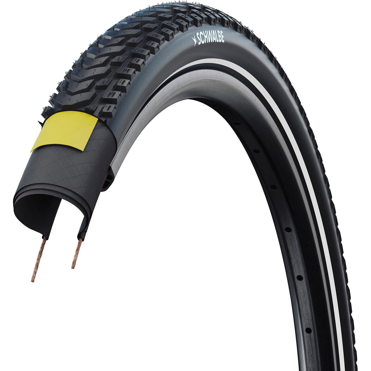 Schwalbe marathon mondial pro - foldning - addix - v-guard - 27,5x2,40 - sort + refleks