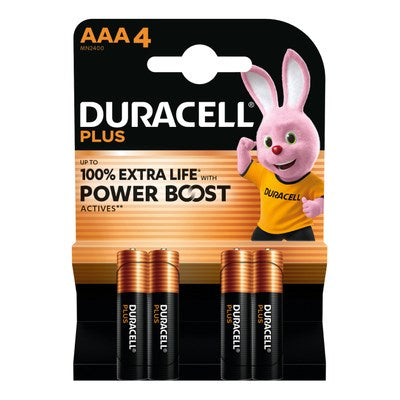 Duracell plus power duralock alkalisk aaa lr03 blister a 4 stk