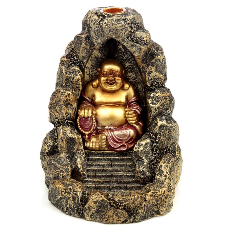 Kinesisk grinende buddha backflow røgelsesholder