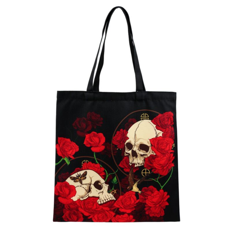 Skull roses skulder indkøbstaske