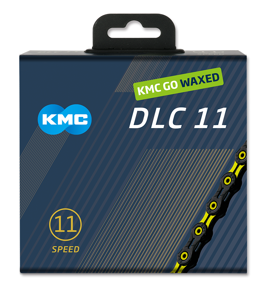 Kmc kæde dlc 11 118l æske vokset 11-speed sort gul