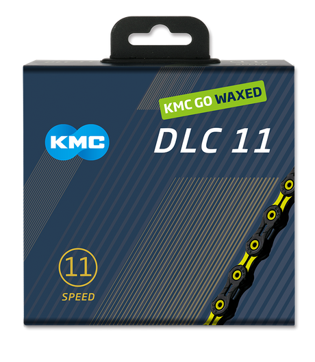Kmc kæde dlc 11 118l æske vokset 11-speed sort gul