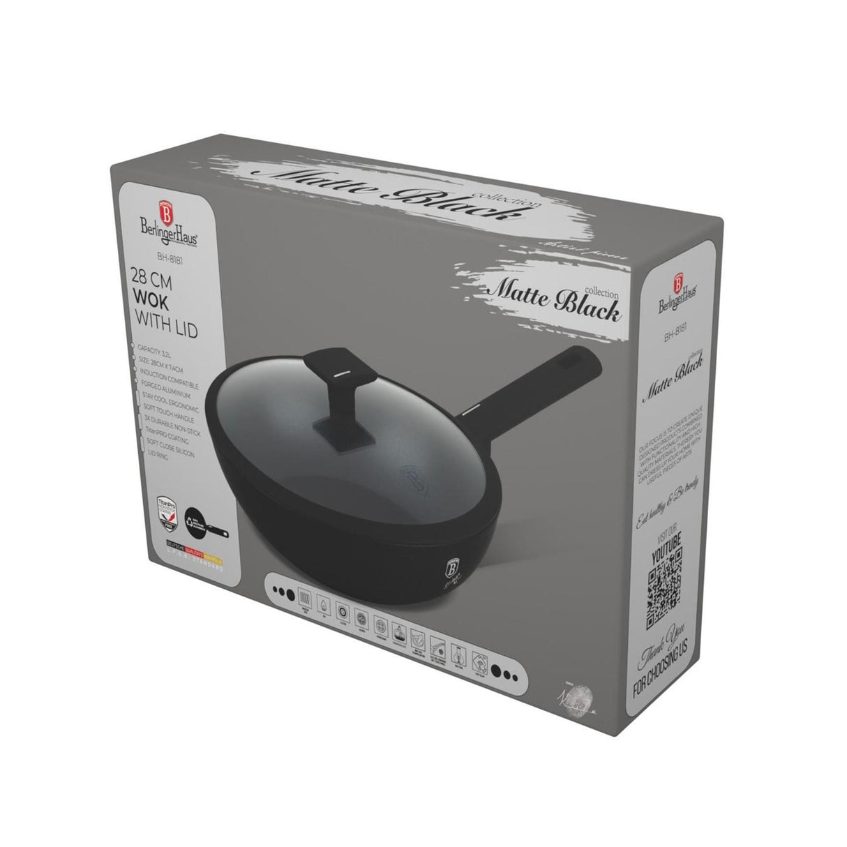 Berlingerhaus wokpande med låg 28cm