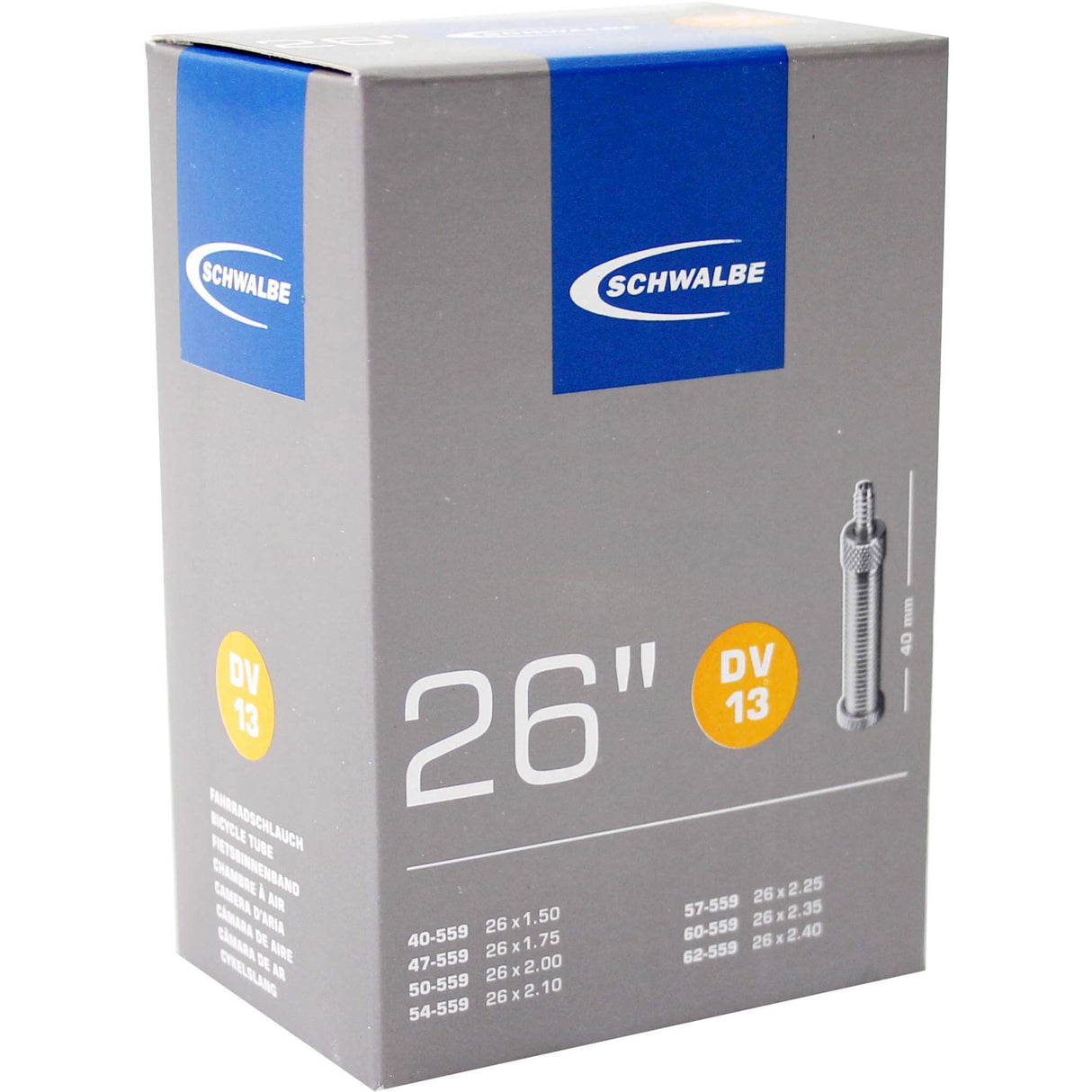 Schwalbe indre rør 26 x 1,50 2,40 tommer (40 62-559) DV 40 mm