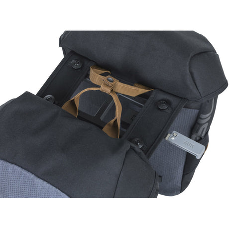 Basil dobbelt cykeltaske miles mik 34 liter 13 x 26 x 35 cm - sort grå