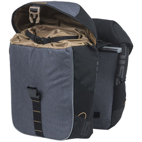 Basil dobbelt cykeltaske miles mik 34 liter 13 x 26 x 35 cm - sort grå