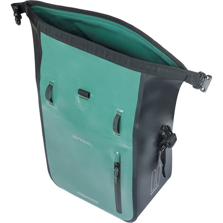 Basil enkelt cykeltaske rivo m presenning mik 12-15l 14 x 25 x 38 cm - grøn sort