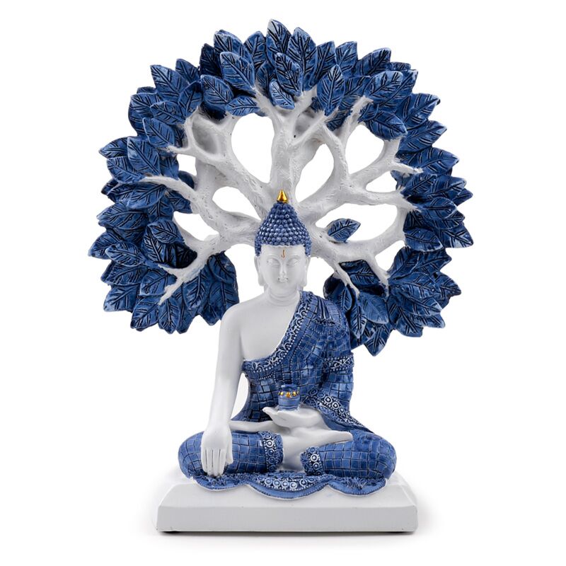 Hvid blå thailandsk Buddha livets træ
