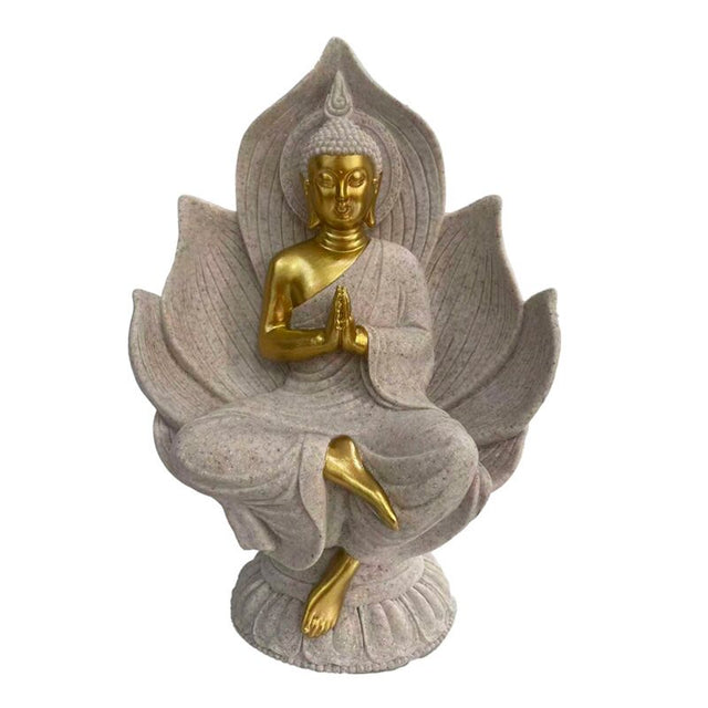 Sandsten guldeffekt Thai Buddha siddende