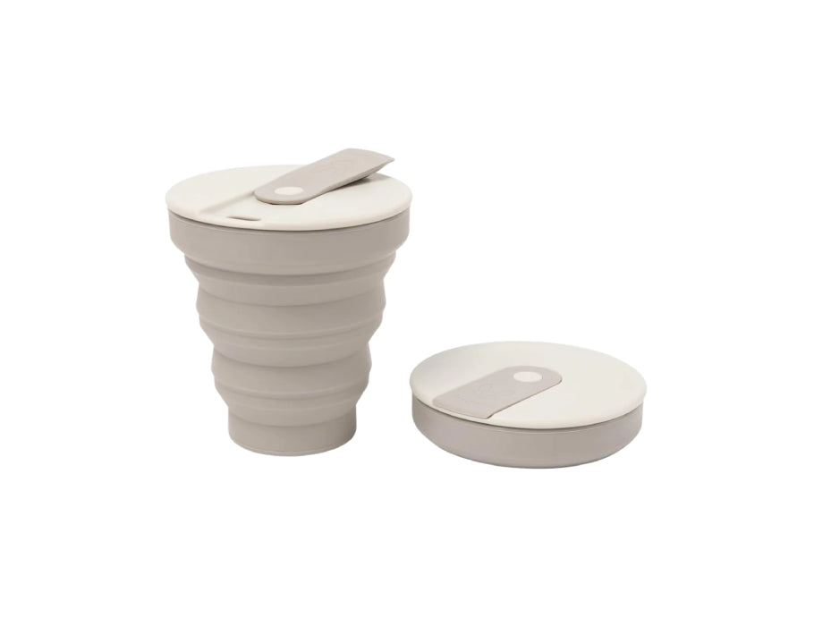 Beewise foldbar silikone rejsekop - lysegrå - 355ml
