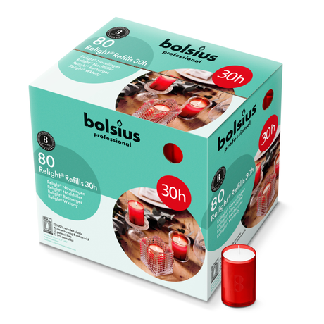 Bolsius relight refill rød 30 timer (80 stk.)