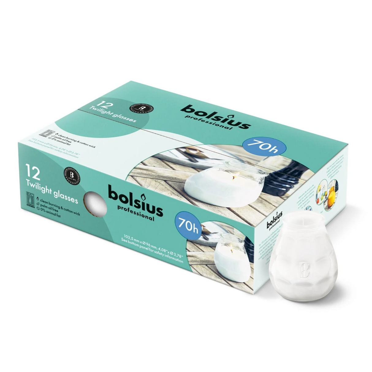 Bolsius twilight hvid ø99x104 mm 70 timer (12 stk.)