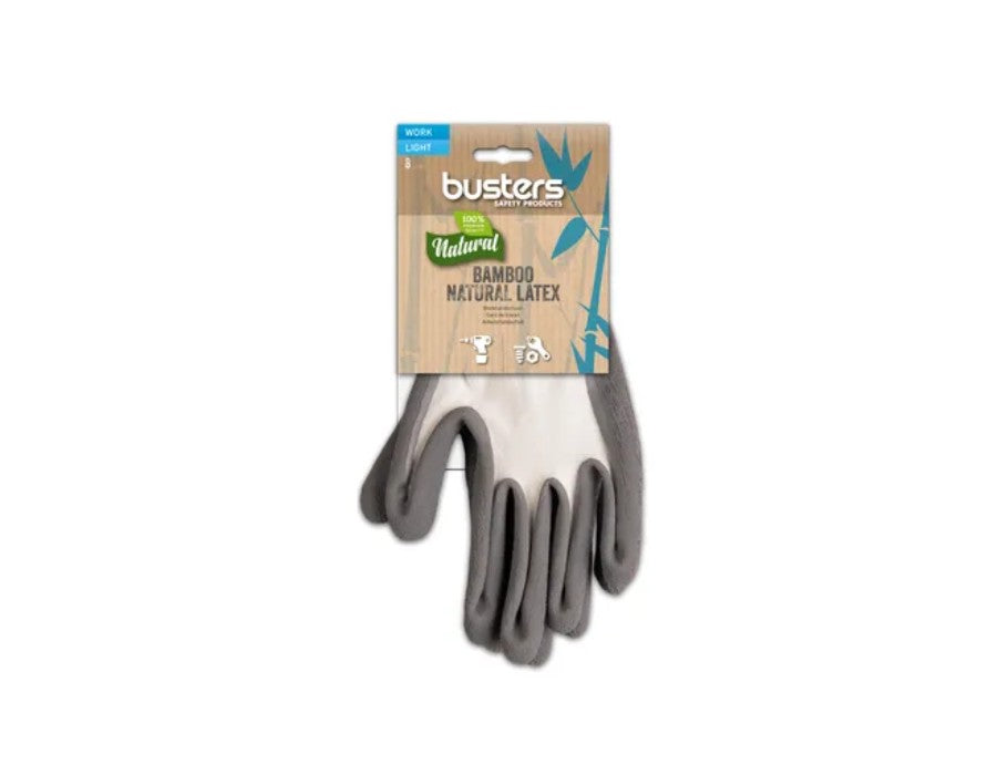 Busters arbejder handske lys bambus naturlig latexstørrelse 8