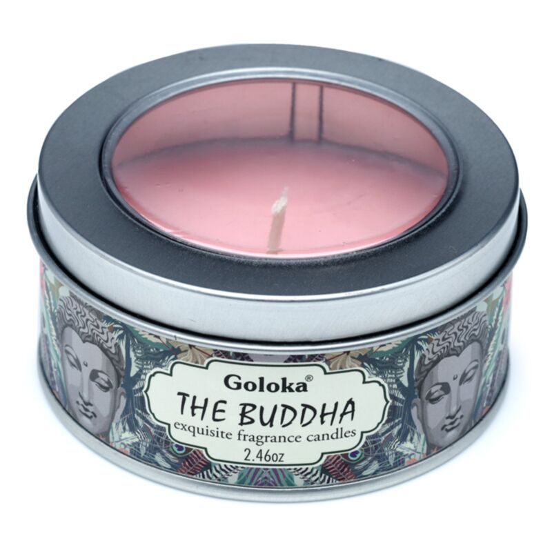 Goloka buddha paraffinvoks duftlys i dåse