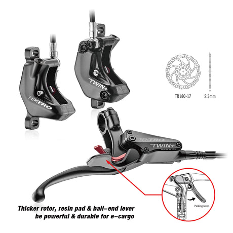 Tektro HD-E745 e-cargo aigura venstre hydraulisk bremsesæt med splitter