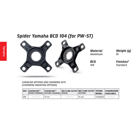Miranda  yamaha spider 4-arm, bcd104 pw motor, aluminium, sort