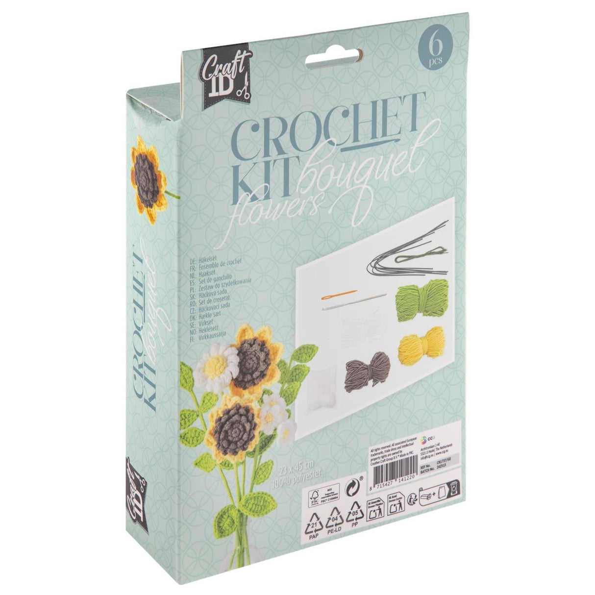 Craft id hæklesæt blomsterbuket 6 solsikker