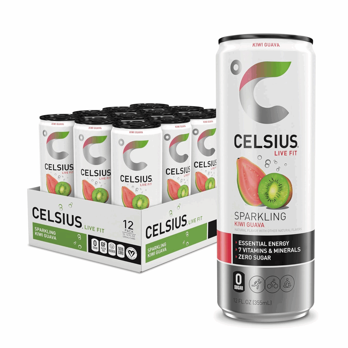 Celsius kiwi guava dåse (12 x 250 ml)