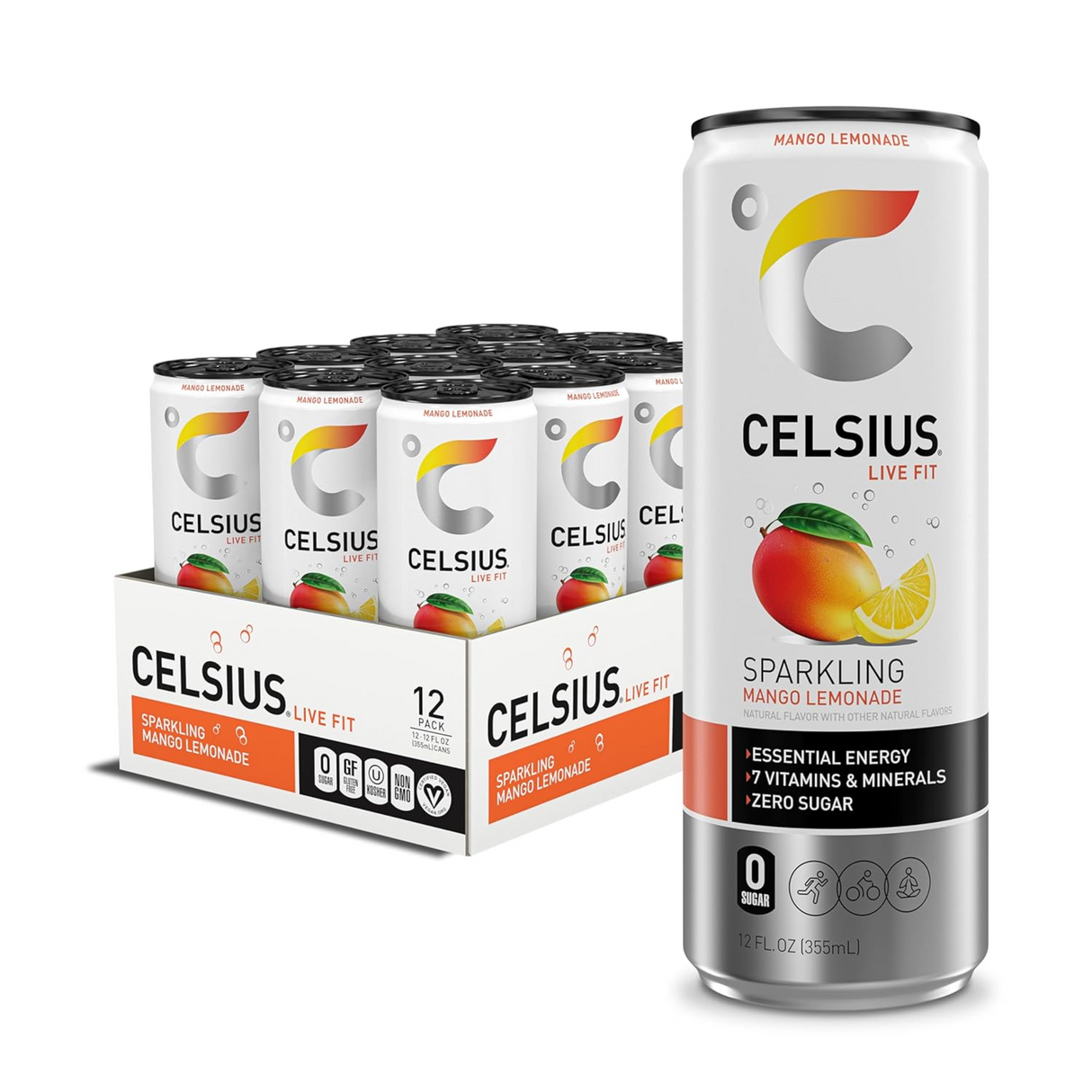 Celsius mango limonade dåse (12x 250ml)