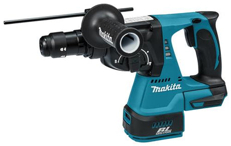 Makita mr243rtjw 18 volt kombinationshammer | sds-plus | med udskifteligt borehoved med støvudsugning | 18v 5.0ah i m-boks - hebr243rtjw