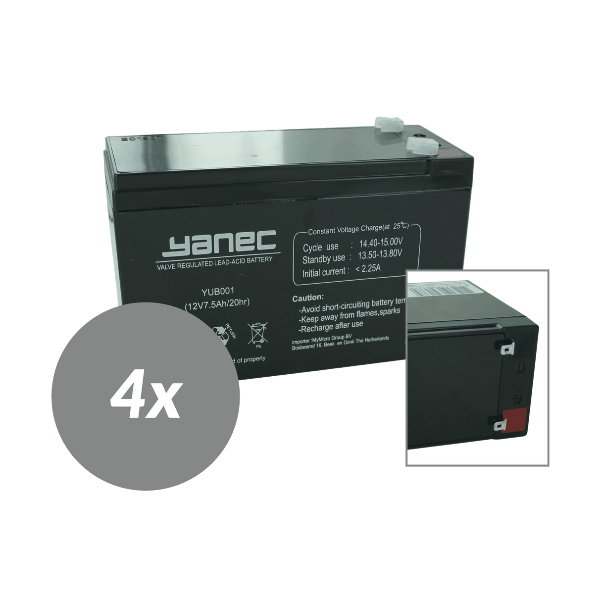 Yanec ups batteriudskiftningssæt rbc25 (ekskl. kabler)