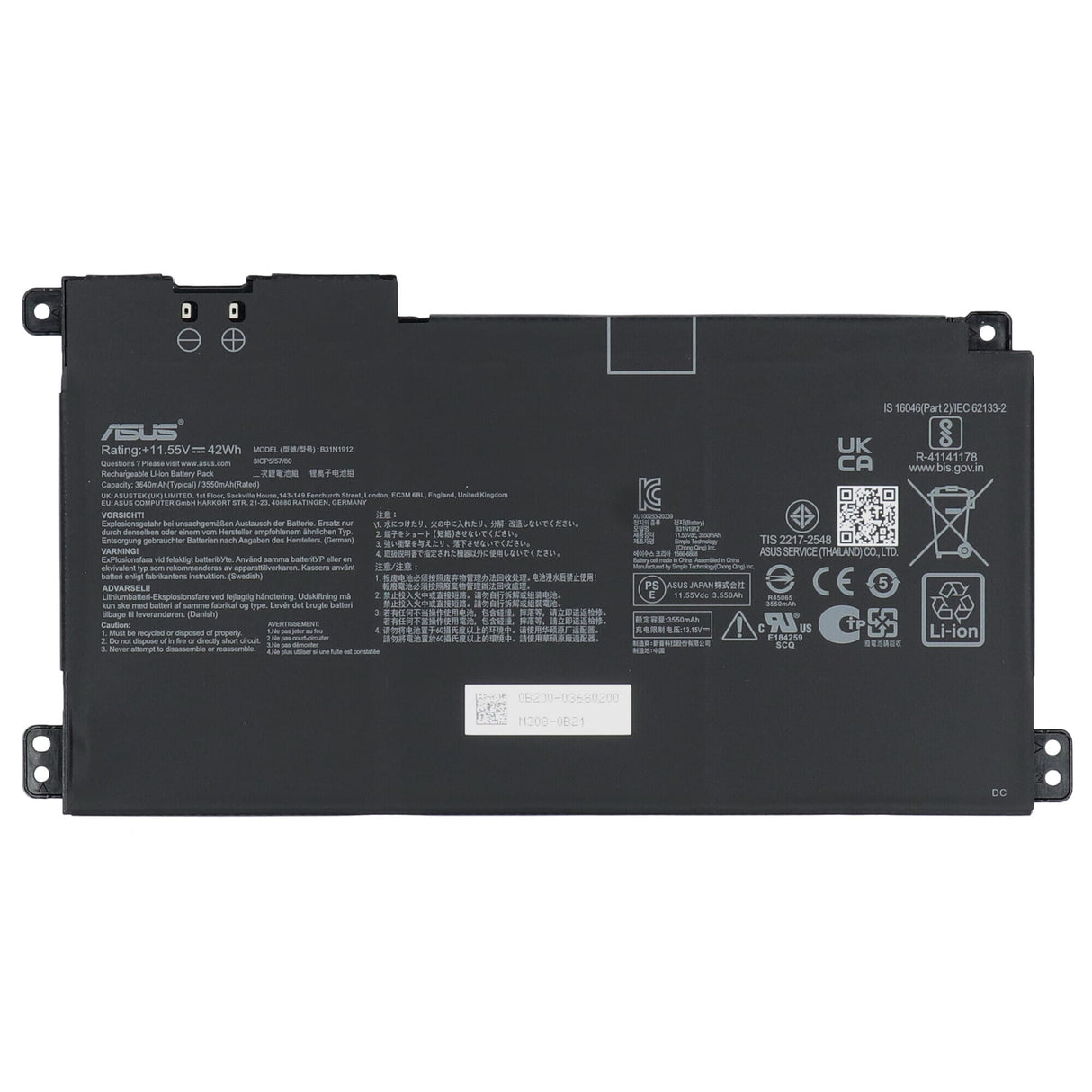Asus bærbar batteri 3600mah