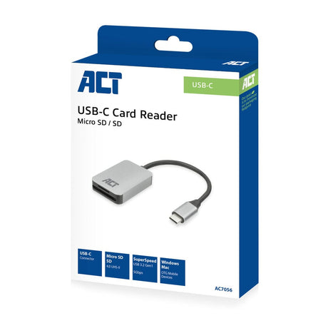 Act USB-C kortlæser til SD og micro SD, SD 4.0 UHS-II