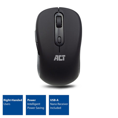 Act trådløs mus, USB nano modtager, 1600 dpi, sort