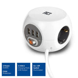 Act Square Socket (PDU) med 3 stikkontakter Type F 1,5 m