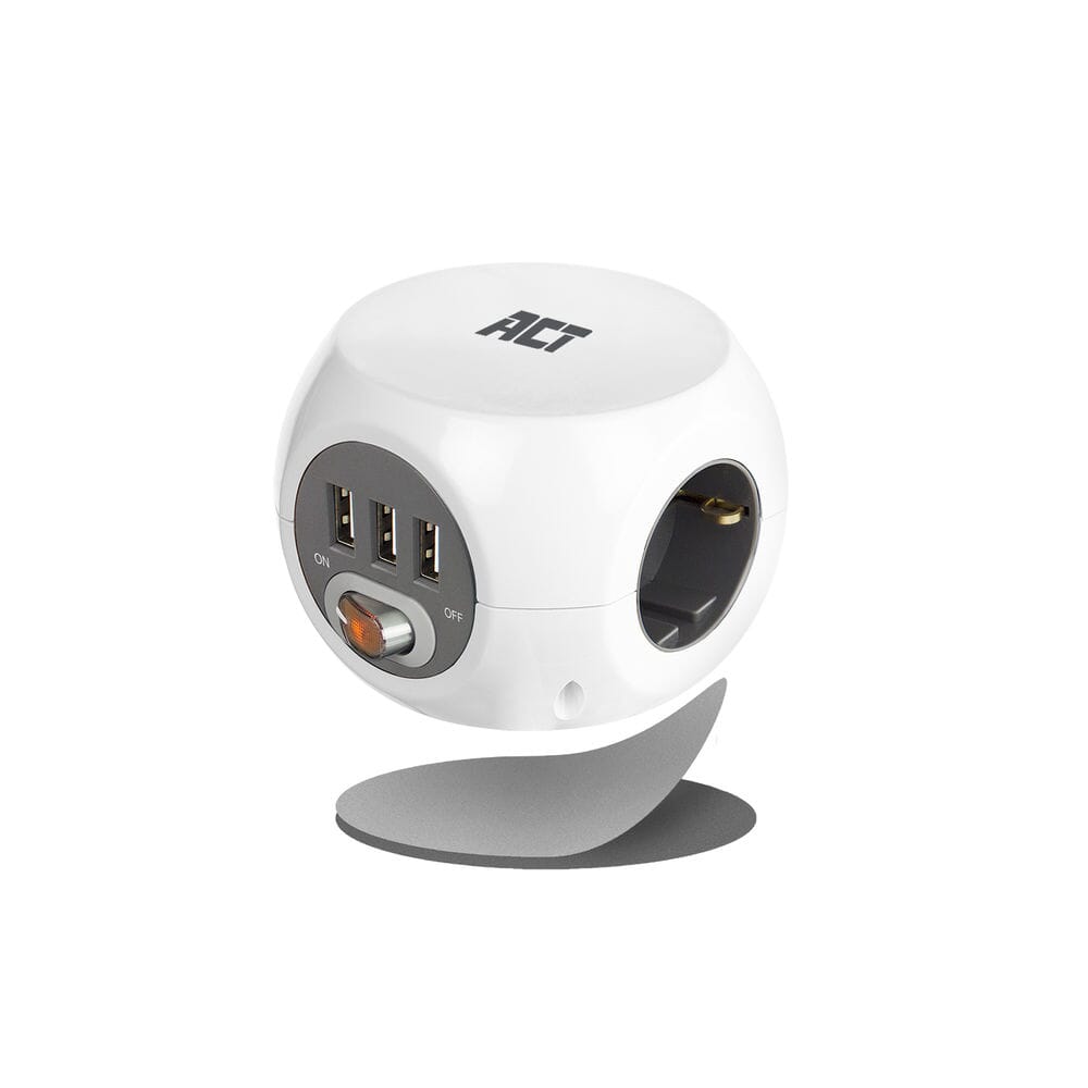 Act Square Socket (PDU) med 3 stikkontakter Type F 1,5 m