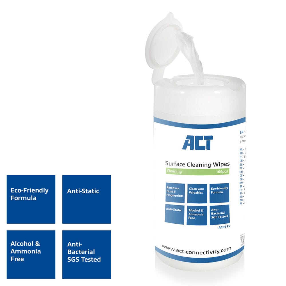 Act Cleaning Wipes, 100.